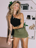 Tineit-Iconic Cargo Mini Skirt Khaki