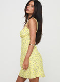 Tineit Georgia Mini Dress Yellow Floral