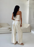 Tineit-Louis Linen Blend Pants Off White