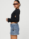 Tineit-Grishea Low Rise Denim Skirt