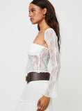 Tineit-Alyda Long Sleeve Lace Top White