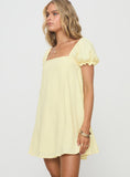 Tineit Beyond Linen Blend Mini Dress Yellow