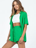 Tineit Chloe Short Sleeve Set Green 2024 New Pant