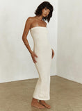 Tineit Cloud Strapless Boucle Maxi Dress Cream