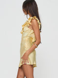 Tineit Butacup Frill Mini Dress Yellow