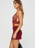 Tineit-Karley Low Waist Mini Skirt Burgundy