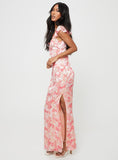 Tineit Julianne Flutter Sleeve Maxi Dress Pink Multi