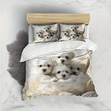 Tineit 3PCS 100% Polyester Ultra-Soft 3D Dog Print Duvet Cover Set - Cozy Patchwork Bedding for Bedrooms & Guest Rooms-(1 Duvet Cover)