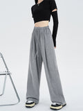 christmas outfit Tineit Women's Dark Grey Baggy Pants Vintage Y2k Sweatpants Harajuku Aesthetic Pants High Waist Trousers 2000s Fashion Casual Clothes