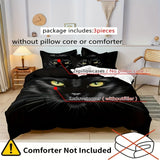 Tineit 3pcs Duvet Cover Set, Black Cat Print Bedding Set, Soft Comfortable Duvet Cover, For Bedroom, Guest Room