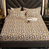 Tineit 3pcs Stylish Leopard Print Fitted Bed Sheet Set for Bedroom Soft and Comfortable Bedding Set Bed Sheet with Pillowcases (1pc