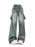 christmas outfit Tineit Women Blue Jeans Baggy Harajuku Aesthetic Streetwear Straight Denim Trousers Y2k Wide Cowboy Pants Vintage 2000s Trashy Clothes