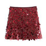 Tineit Mini Skirt For Women Sexy Sequin Short Skirts Vintage Y2k Women Clothing Summer Fashion Female Streetwear Skirt Mujer