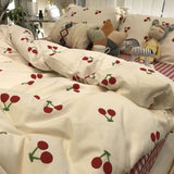 Tineit Floral Bedding Set Skin Friendly Nordic Style Duvet Cover With Pillowcases INS Flat Bed Sheet Soft Polyester Comforter Sets