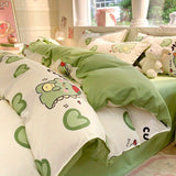 Tineit Cute Kids Bedding Set Rabbit Dinosaur No Filler Single Queen Size Duvet Cover Flat Sheet Pillowcase Girls Boys Comforter Duvet