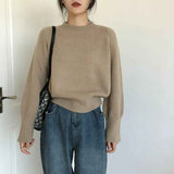 thanksgiving outfit Tineit Autumn Cashmere Knitted Sweaters Women Winter Warm Casual Mock Neck Solid Jumpers Harajuku Loose Simple Pullovers Sweater New