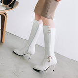 cold weather outfits Tineit Shoes Women Knee boots Spring Autumn shoes size 34-46 Pointed Toe mujer Botas feminino Thin Heel A1325