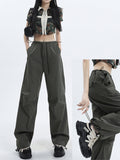 christmas outfit Tineit Women's Grey Baggy Pants Vintage Y2k Parachute Pants Harajuku Aesthetic Japanese 2000s Style High Waist Trousers 2000s Clothes