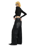 christmas outfit Tineit Women's Vintage Black Gothic Pants 90s Aesthetic Baggy Denim Trousers Korean 2000s Y2k High Waist Wide Leg Jeans Pippie Clothes