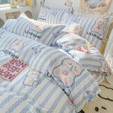 Tineit Ins Pink Rose Bedding Set Polyester Bed Sheet Pillowcase Quilt Cover Full Twin Queen Size Bed Linen Girls Floral Duvet Cover