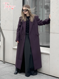 Tineit 2025 Spring Solid Women's Fashion Lapel Oversized Jacket Elegant Double Breasted Pockets Full Sleeve Coat Trendy Lady Streetwear