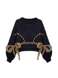 christmas outfit Tineit Women Black Gothic Pullover Sweater Harajuku Y2k Long Sleeves Lace-up Cashmere Knitted Sweaters Aesthetic Vintage 2000s Clothes