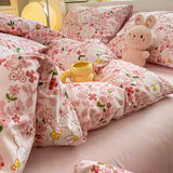 Tineit Bedding Set Floral Style Duvet Cover Pillowcase and Bedsheet Home Bed Linen Set Single/Queen Size Bedclothes