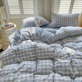 Tineit Checkerboard Bedding Set No Comforter Quilt Duvet Cover Pillowcase Flat Sheet Single Queen Size Polyester Bedclothes