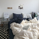 Tineit INS White And Blue Grey Solid Color Bedding Set Flat Bed Sheet Duvet Cover Double Full Queen King Bedclothes Pure Bedroom Linen