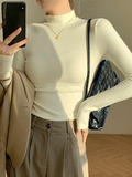 Tineit Slim Basic Plush Pullover Women High Collar Warm Thick Solid All-match Long Sleeve Tops Sweater 2025 Autumn Casual Lady Jumper