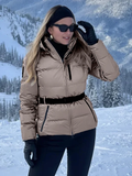 Tineit Cotton Padded Thicken Coats With Belt Women Hooded Full Sleeve Zipper Pocket Jacket Female 2025 Winter Warm Skiing Outwear Tops