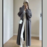 thanksgiving outfit Tineit Casual Imitation Mink Fleece Long Cardigan Women Korean Loose Plush Solid Open Sweater Female Autumn Chic Street Outwears