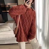 thanksgiving outfit Tineit Casual Knitted Thick Solid Sweaters Women Loose Warm O-neck Long Sleeve Pullover Sweaters Female Autumn Chic Daily Knitwear