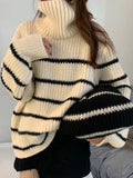 Tineit Turtleneck Striped Knit Sweater