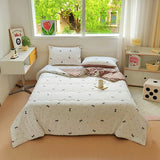 Tineit 2024 New Summer Water Washed Glutinous Cotton Summer Bedding Cover Set of Four Pieces