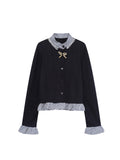 christmas outfit Tineit Women's Navy Cardigan Sweater Harajuku Preppy Style Long Sleeves Sweaters Jumper Aesthetic Vintage Y2k 2000s Emo Clothes Autumn