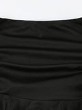 Tineit Ruched Low Waist Ruffled A-Line Skirt