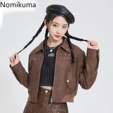 Tineit Streetwear Vintage Leather Jackets Women Clothing Chic Rivet Casual PU Crop Tops 2025 Ropa Mujer Fashion Korean Harajuku Coats