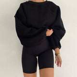 thanksgiving outfit Tineit Casual Solid O-neck Patchwork Hoodies Women Loose Simple Pullover Hoodie Sweaters Female Autumn Fashion Sport Street Tops