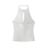 cold weather outfits Tineit 2024 Spring Summer BOW Tie Sexy Cami Tops Women Fashion Nightclub Chic Solid Halter Sleeveless Tops Girl Y2K Slim Blouses