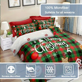 Tineit 3-Piece Christmas Theme Duvet Cover Set - Soft, Breathable, Comfortable Bedding with Vibrant Tree, Gingerbread Man, and Snowflak