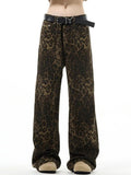 Tineit Leopard Print Straight Leg Jeans