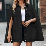 Tineit Denim Chic Coat Women Loose Lapel Single Breasted Loose Long Sleeve Female Jackets 2025 Autumn Fashion Pocket Lady Street Tops