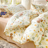 Tineit Lovely Pastoral Girls Flower Bedding Set, Soft Washed Cotton Bed Linens For Dreamy Nights, Simple Bedspread And Home Textile