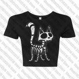 Tineit Y2K clothing Crop Top Vintage short sleeve Tshirt Gothic Harajuku Skull cat graphics print baby tees streetwear aesthetic EMO