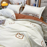 Tineit Cute Bedding Set Fashion Single Double Size Flat Sheet Duvet Cover Pillowcase Soft Microfiber Boys Girls Bed Linen