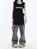 christmas outfit Tineit Women's Baggy Y2k Cargo Jeans Harajuku Emo Denim Trousers 90s Streetwear Aesthetic Y2k Jean Pants Vintage 2000s Trashy Clothes