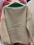 Tineit Solid Crochet Loose Knit Sweater