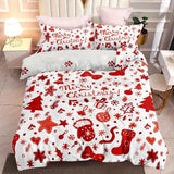 Tineit 3-Piece Christmas Theme Duvet Cover Set - Soft, Breathable, Comfortable Bedding with Vibrant Tree, Gingerbread Man, and Snowflak