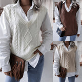 Tineit 2024 Fall Fashion Hollow Leaf Casual Knitted Sweater